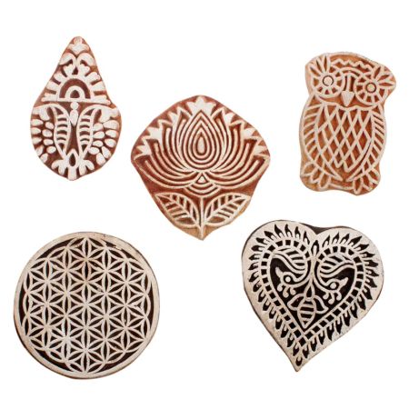 Set of 5 Piece New Mix Wooden Printing Blocks